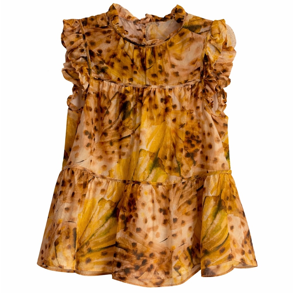 Marie Oliver Sleeveless Ruffle Detail Tiered Blouse Size Small